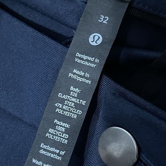 LULULEMON Commission Slim Fit Warpstreme Pant 32x31 Navy Blue Stretch Golf - Picture 7 of 11
